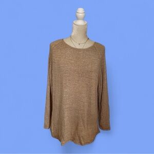 ❤️Max Studio Tan Knit Linen Relaxed Scoop Jumper